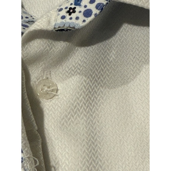 Robert‎ Graham Shirt Button XXL White Herringbone Paisley Blue Contrast Cuff - Picture 9 of 12
